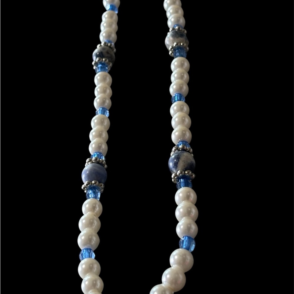 Lapis Blue and White Beaded Necklace